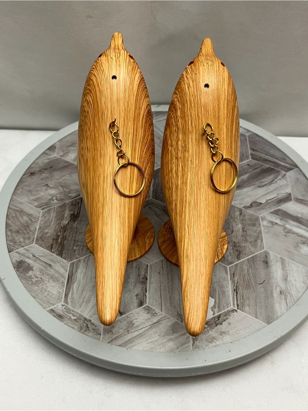 Set of 2 Bird Shaped LED Night Lights Wood Grain USB Rechargeable Table Lamps - Picture 3 of 13